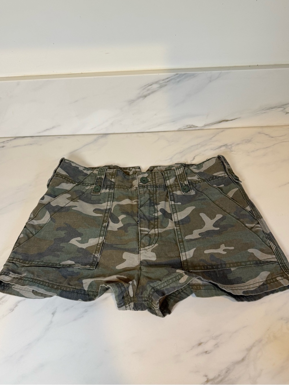 Free people camo denim shorts